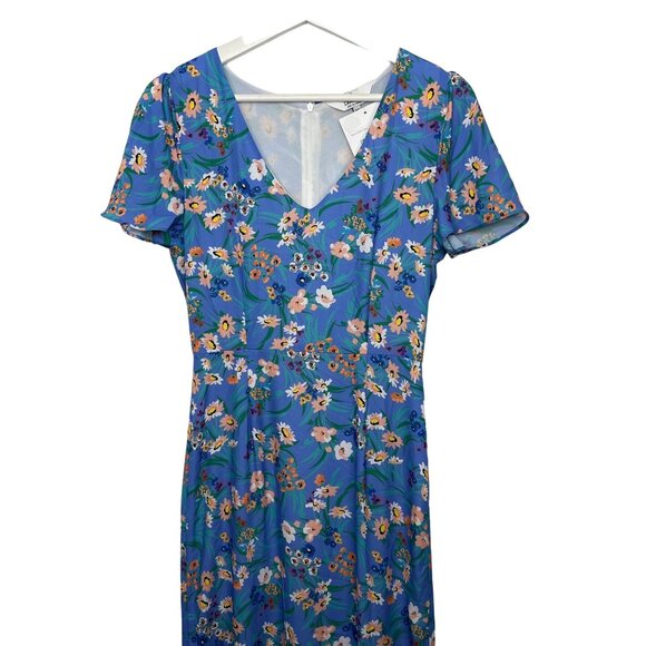 LaRoque Blue Floral Midi Dress XS NWT Ruffle Hem Romantic Cottagecore Boho - Picture 3 of 9